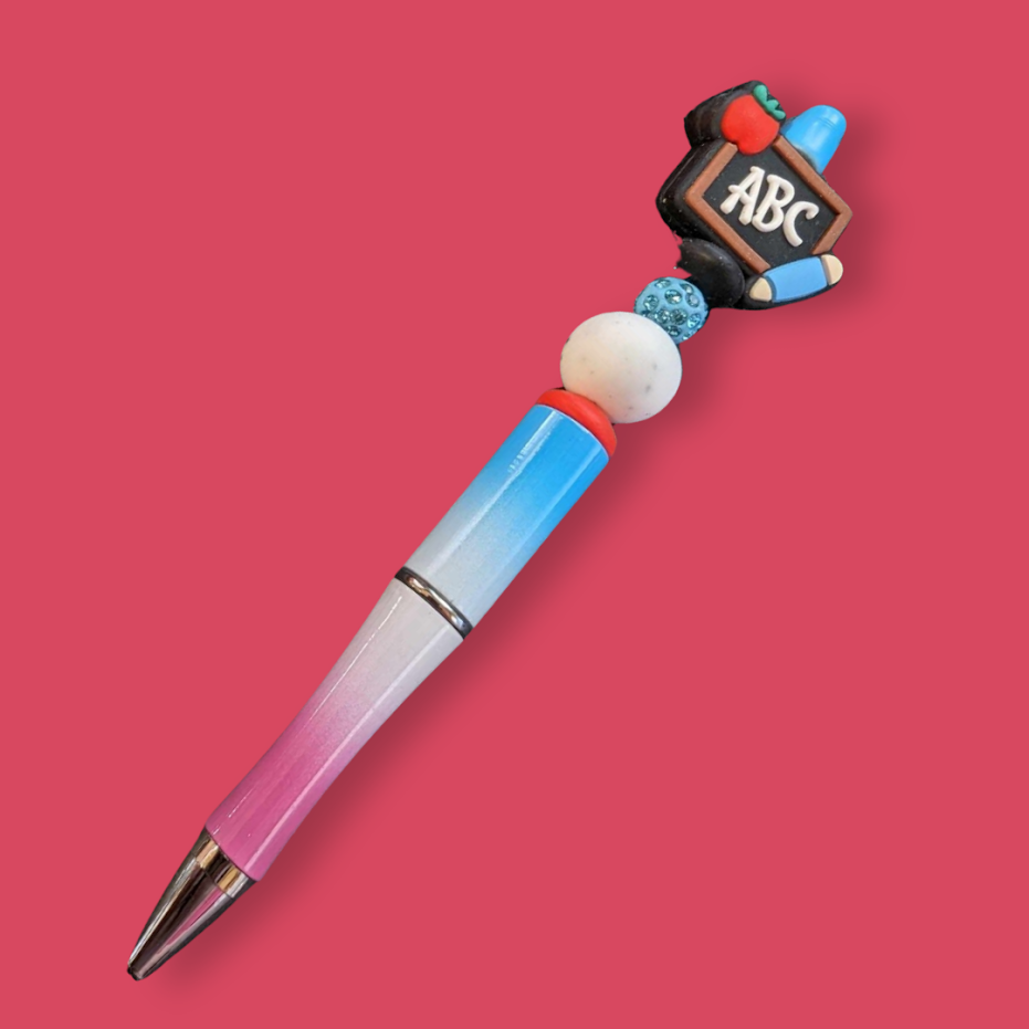 Teachers pen. ABC chalkboard design. 